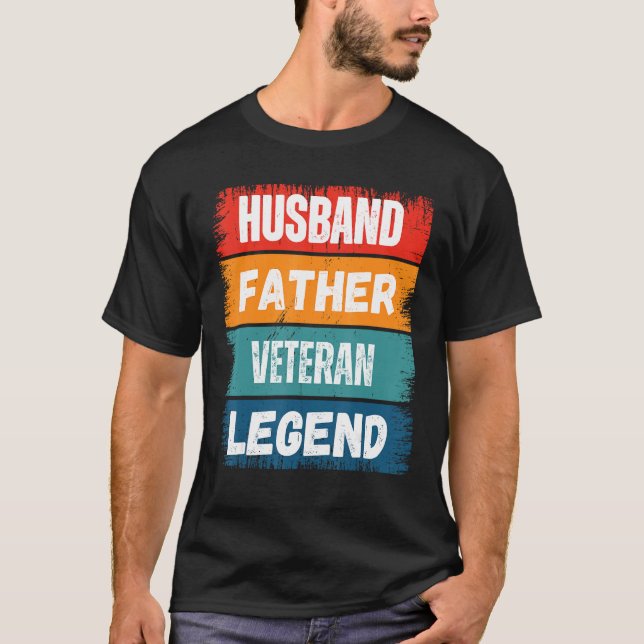 Father Husband VETERAN Legend Proud Dad  Retro Pap T-Shirt (Vorderseite)
