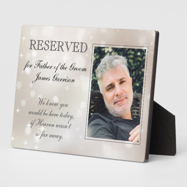 Father of Groom Gold Stars Foto Memorial Wedding Fotoplatte (Seite)