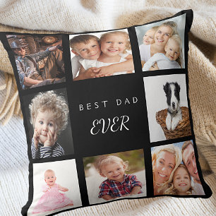 Father photo collage best dad ever black kissen