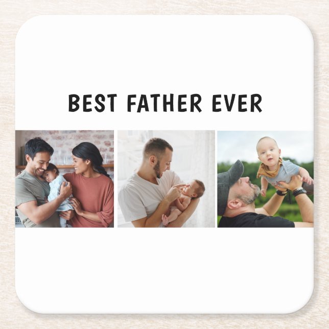 Father Photo Collage Custom Giant Rechteckiger Pappuntersetzer (Vorderseite)