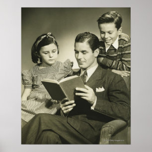 Father Reading to Son Poster