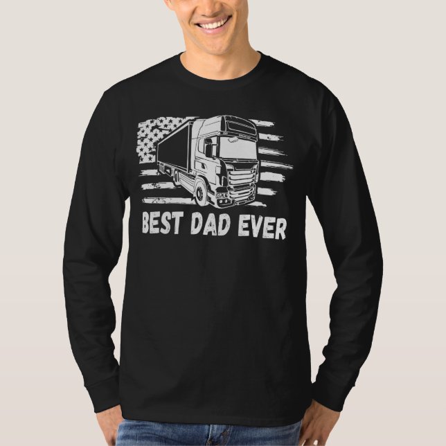 Father s day Best Dad Ever US Flag Trucker for 4th T-Shirt (Vorderseite)