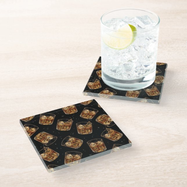 Father’s Day Whiskey Lover Coasters for Dad Glasuntersetzer (Schrägansicht)