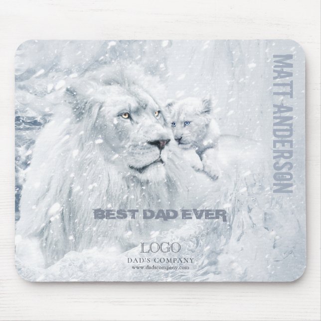 Father & Son / Best Dad, White Lion & Cub on Ice - Mousepad (Vorne)
