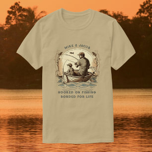 Father Son Boat Fishing Individuellen Namens Vater T-Shirt