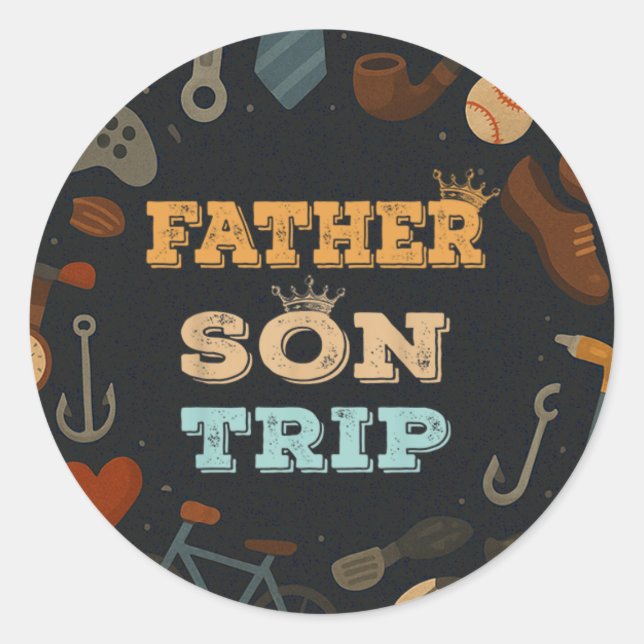 Father Son Trip Fathers Day Gift Camping Family Runder Aufkleber (Vorderseite)