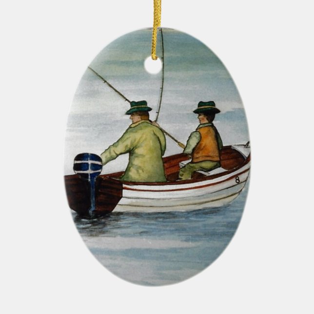 Father und sein Fishing Trip Keramik Ornament (Vorne)
