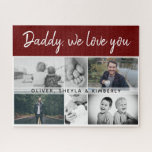 Father with Kids and Family Dad 6 Photo Collage<br><div class="desc">Father with Kids and Family Dad 6 Photo Collage puzzle. Collage of 6 photos, father`s name with a sweet message in a trendy script and names of children overlaying the images. Add your 6 favorite family photos. Lovely keepsake and a gift for a birthday, Father`s Day or Christmas for a...</div>