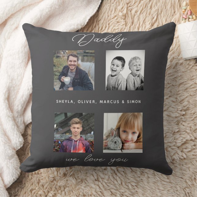 Father with Kids Family Daddy 4 Collage Kissen (Decke)