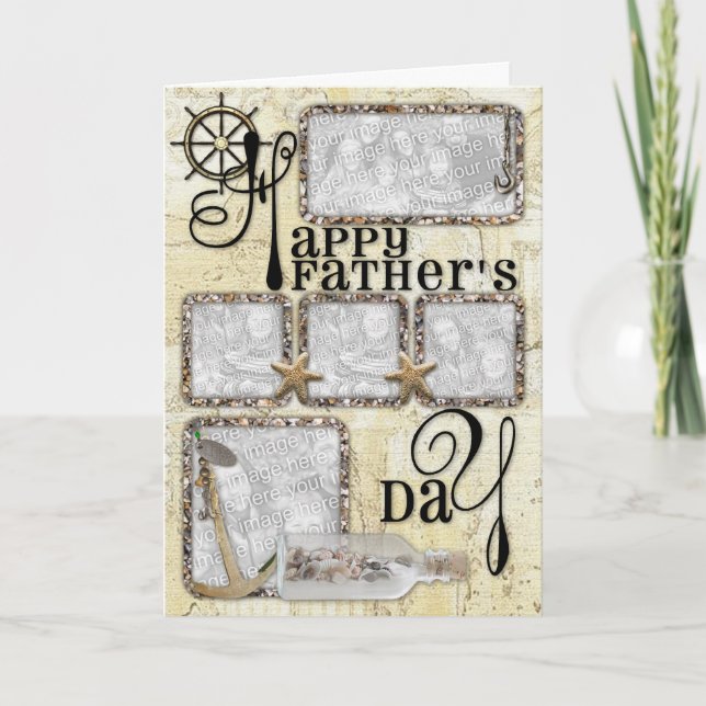 Fathers Day - ADD YOUR FOTO - Captains Wheel Karte (Vorderseite)