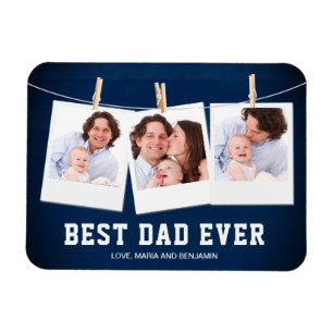 Father's Day Best Dad Ever 3 Photo Collage Magnet