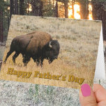 Father's Day Bison In Prairie Grass Photo Template Karte<br><div class="desc">The card cover features a photograph of a bison standing on a dry prairie. Personalize the template text on the cover and inside,  remove text and/or customize to select a font color,  size,  and style you prefer.</div>