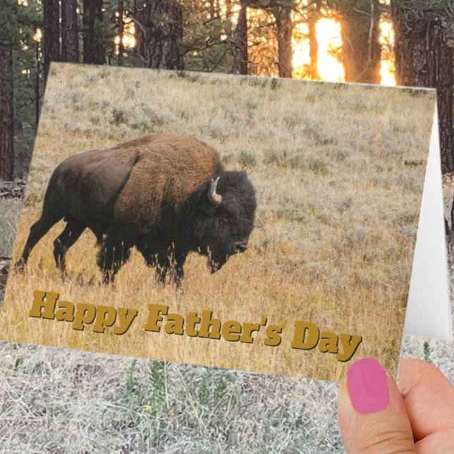Father's Day Bison In Prairie Grass Photo Template Karte (Von Creator hochgeladen)