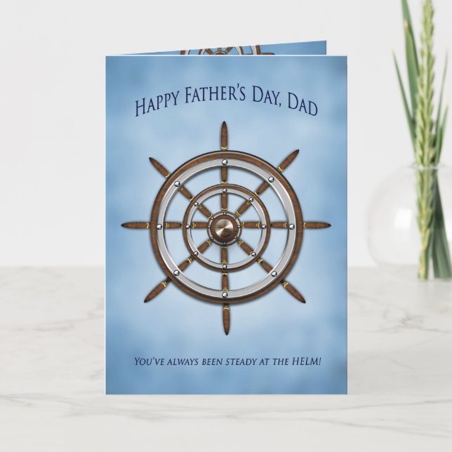 Father's Day, DAD, Ship's Wheel, Helm Karte (Vorderseite)