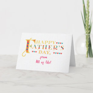 Father's Day From All of Us Word Art Hearts Card Karte