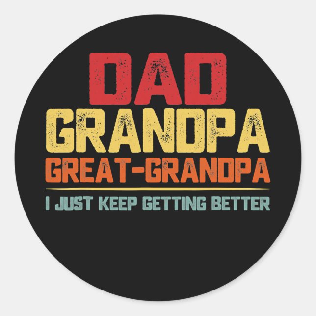 Fathers Day Gift From Grandkids Dad Grandpa Great Runder Aufkleber (Vorderseite)
