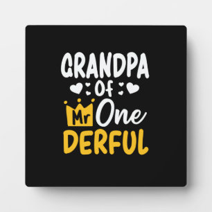 Father's Day Grandpa of Mr Onederful 1st Birthday Fotoplatte