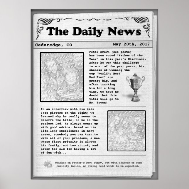 Father's Day Newspaper (customizable) Poster (Vorne)