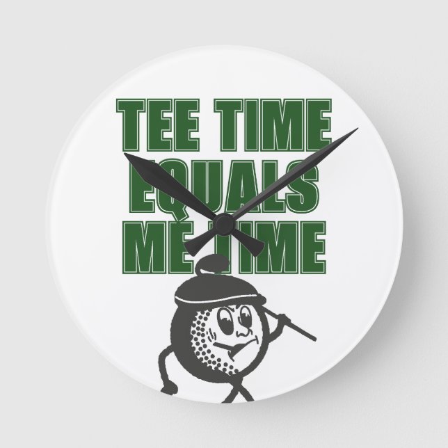 Fathers Day Office Golf Dad Tee Time Equals Me Runde Wanduhr (Vorderseite)