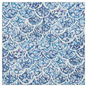 FATHOMS TIEFE Indigo-Aquarell-Fisch-Skala Stoff