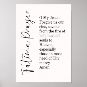 Fatima-Gebet-Typografie-Wandkunst-Druck Poster