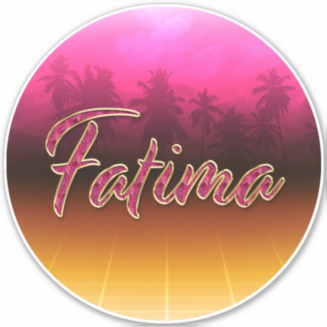 Fatima Prénom Nom rose doré Autocollant Autocollan (Devant)