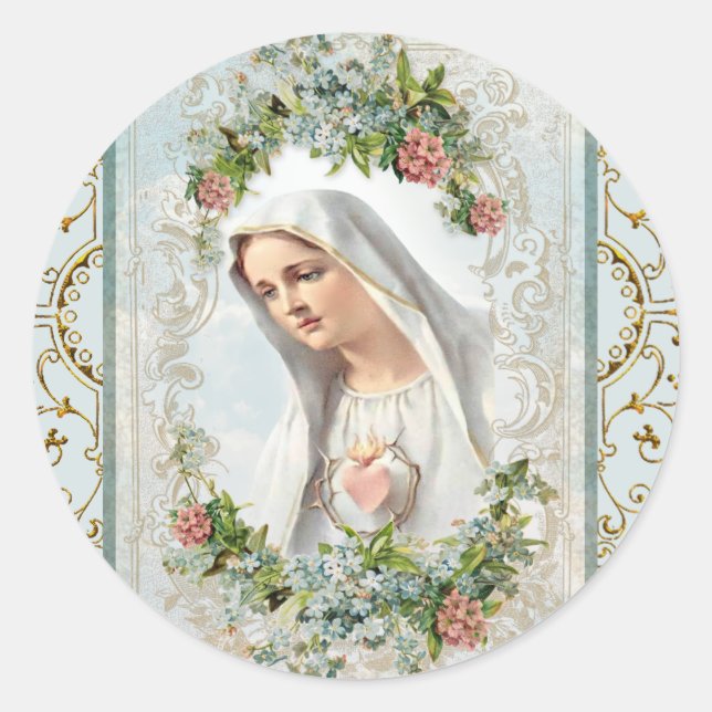 Fatima Selige Jungfrau Mary Katholische Blume Runder Aufkleber (Vorderseite)