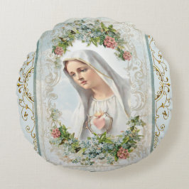 Fatima Selige Jungfrau Mary Katholische Blume Rundes Kissen