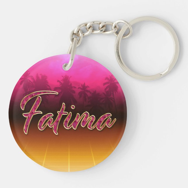 Fatima Vorname Name golden pink Schlüsselanhänger (Rückseite)