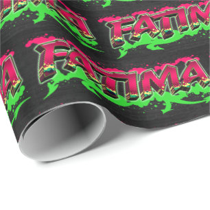 Fatima Vorname Name Graffiti red green Geschenkpapier