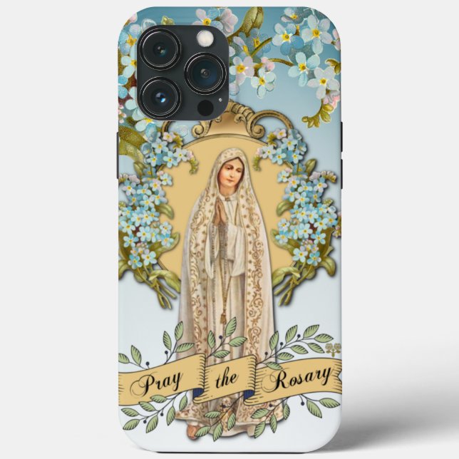 Fatimagottesmutter Blaue Blumen Religiös Case-Mate iPhone Hülle (Rückseite)