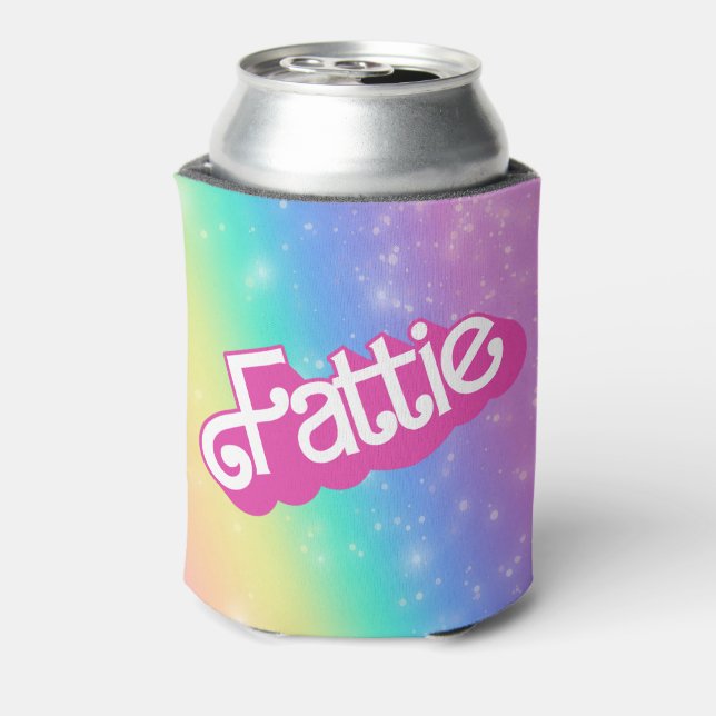 Fattie Plus Größe Regenbogen Retro 90er Nostalgie  Dosenkühler (Kanne Rückseite)