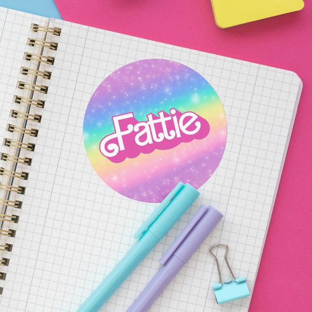 Fattie Plus Größe Regenbogen Retro 90er Nostalgie  Runder Aufkleber (Von Creator hochgeladen)