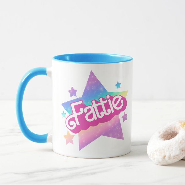 Fattie Plus Größe Regenbogen Retro 90er Nostalgie  Tasse (Mit Donut)