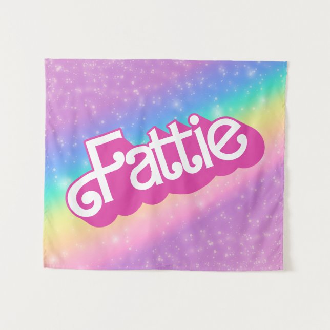 Fattie Plus Größe Regenbogen Retro 90er Nostalgie  Wandteppich (Vorderseite (Horizontal))
