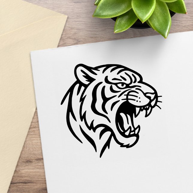 Fauchendes Tigerprofil Gummistempel (Von Creator hochgeladen)