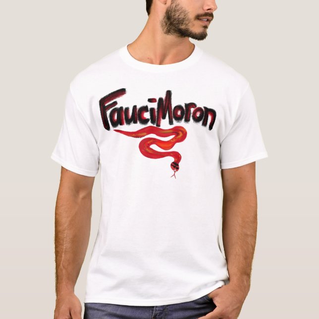 Fauci Moron Red Black Snake Anti-Doktor Fauci T-Shirt (Vorderseite)