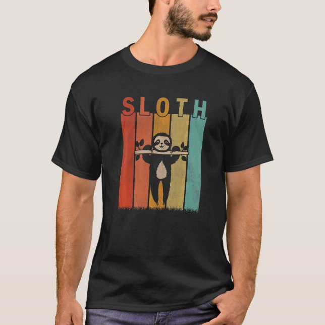 Faulenzen Frauen Kid Niedlich Sloth Retro T-Shirt (Vorderseite)