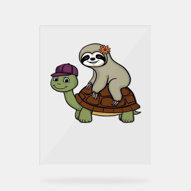 Faulenzer auf einer Schildkröte Klassischer T - Sh Acrylschild (Vorderseite)