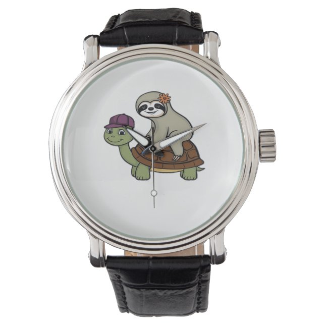 Faulenzer auf einer Schildkröte Klassischer T - Sh Armbanduhr (Vorderseite)