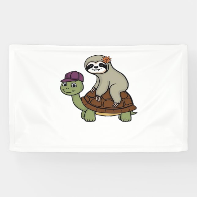 Faulenzer auf einer Schildkröte Klassischer T - Sh Banner (Horizontal)