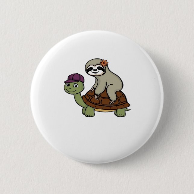 Faulenzer auf einer Schildkröte Klassischer T - Sh Button (Vorderseite)