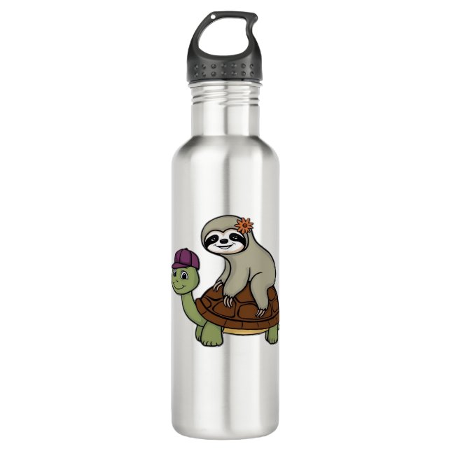 Faulenzer auf einer Schildkröte Klassischer T - Sh Edelstahlflasche (Vorderseite)