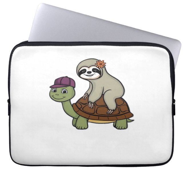 Faulenzer auf einer Schildkröte Klassischer T - Sh Laptopschutzhülle (Vorderseite)