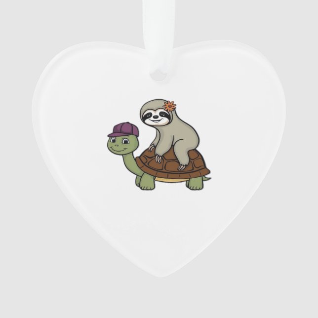 Faulenzer auf einer Schildkröte Klassischer T - Sh Ornament (Vorderseite)