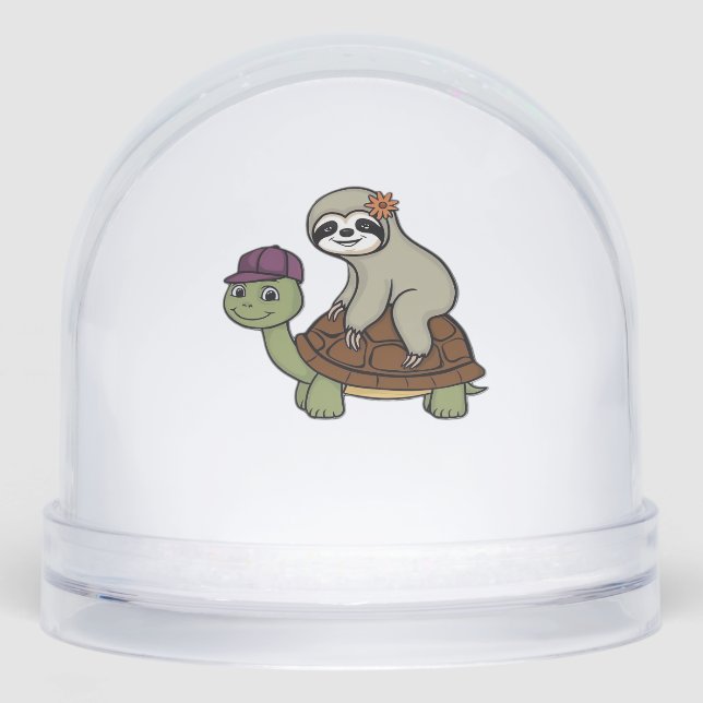 Faulenzer auf einer Schildkröte Klassischer T - Sh Schneekugeln (Vorderseite)