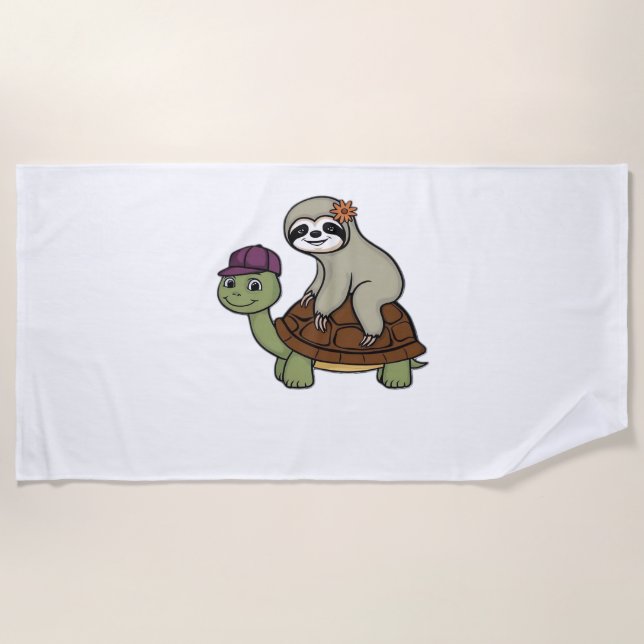 Faulenzer auf einer Schildkröte Klassischer T - Sh Strandtuch (Vorderseite)