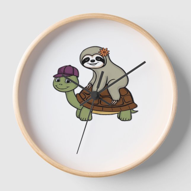 Faulenzer auf einer Schildkröte Klassischer T - Sh Uhr (Vorderseite)