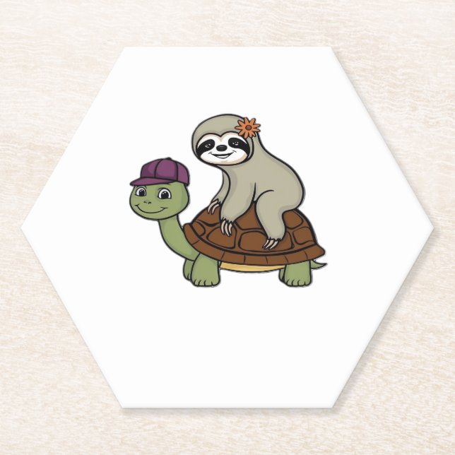 Faulenzer auf einer Schildkröte Klassischer T - Sh Untersetzer (Vorderseite)