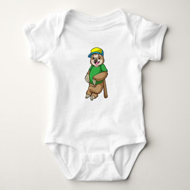 Faulenzer bei Baseball mit Baseballschläger Baby Strampler (Vorderseite)